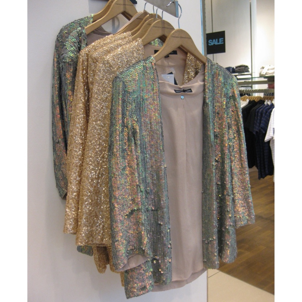 French Connection Pearl Queen Iridescent Sequin Jacket purchased size US 6 READ